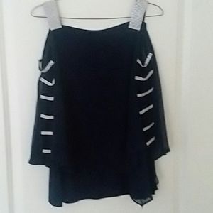 Navy studded MSK ladder side blouse  Dress Barn